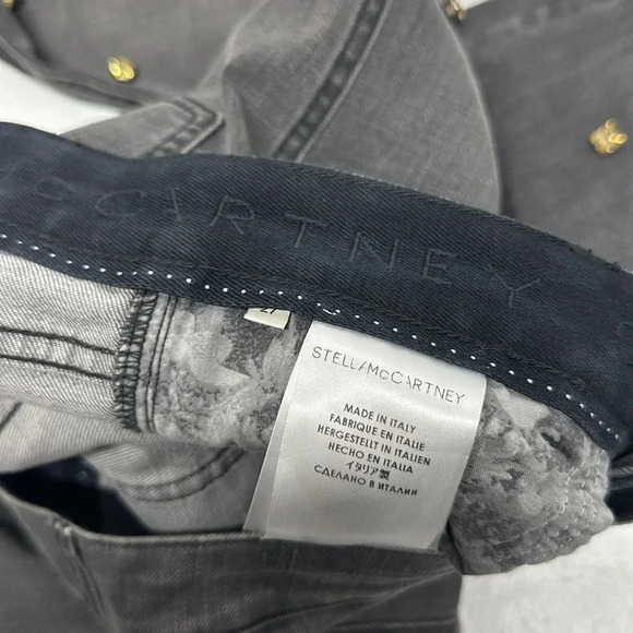 Stella McCartney Jeans Skinny Denim Embellished Rhinestone Jeweled Gray Size 27 - Picture 9 of 13